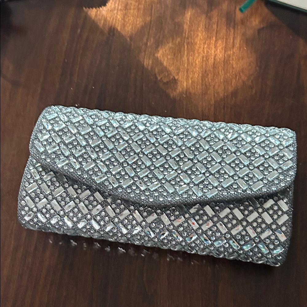 Kate Landry Glittering Silver Clutch